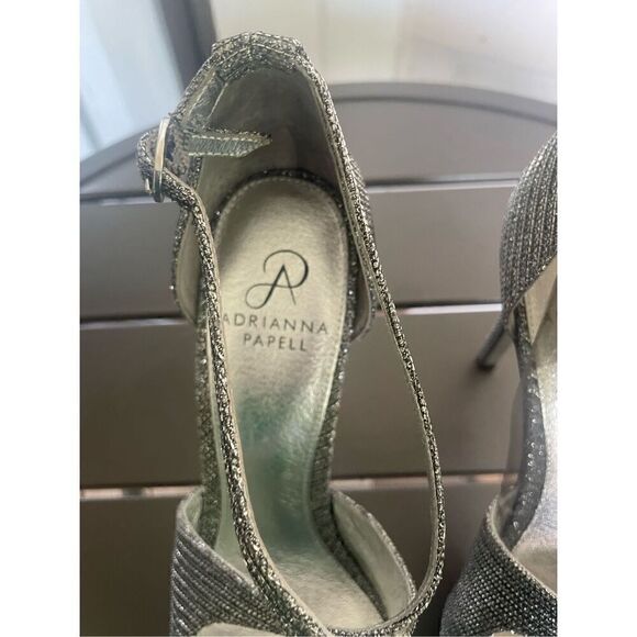 Adrianna Pappel Adrianna Rosalie Pewter Lancelot Platinum Platform Heels Size 8. - Picture 8 of 14